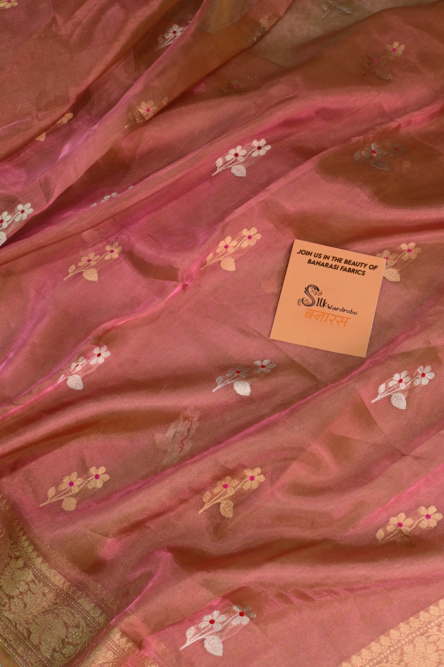 Shimmering handwoven tissue silk saree