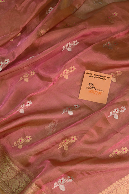 Shimmering handwoven tissue silk saree