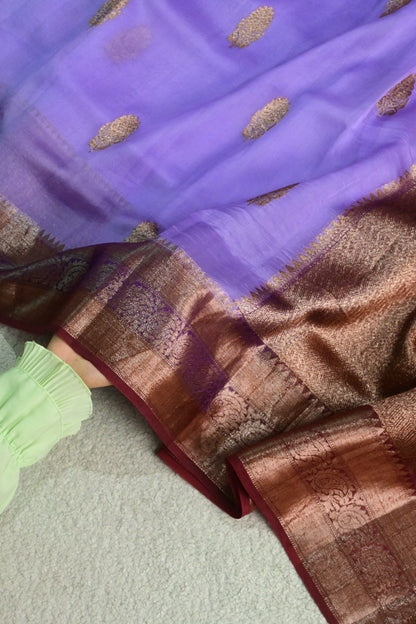 Pure Kora Silk Saree with Antique Zari Work