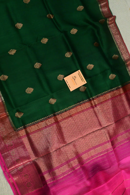 Handwoven triple shade pure Kora organza silk saree