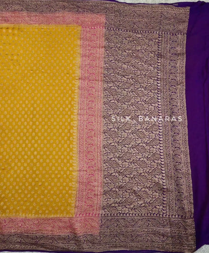 Handwoven Triple Shade Khaddi Georgette Saree