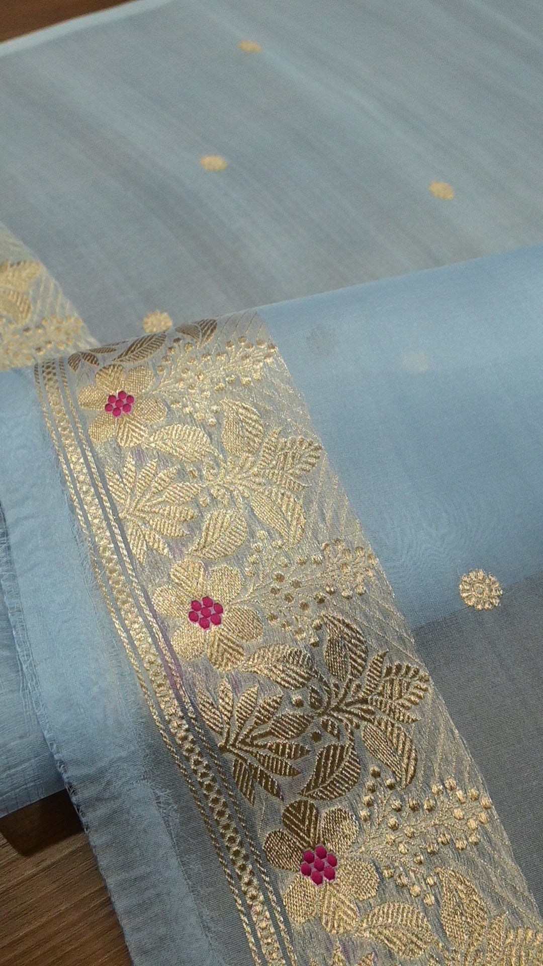 Handloom Pure Kora Silk Suit Set with Banarasi Zari Weave & Meenakari Highlights