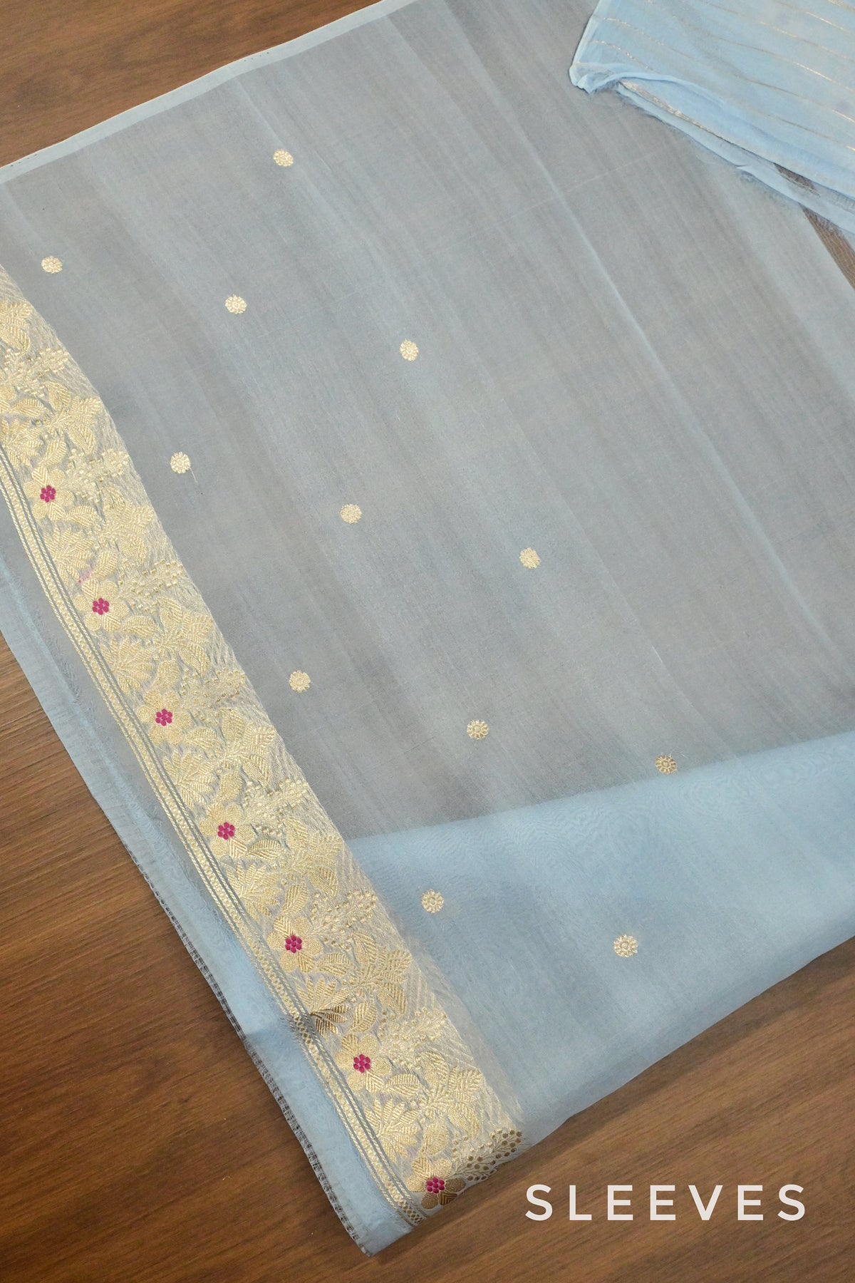 Handloom Pure Kora Silk Suit Set with Banarasi Zari Weave & Meenakari Highlights