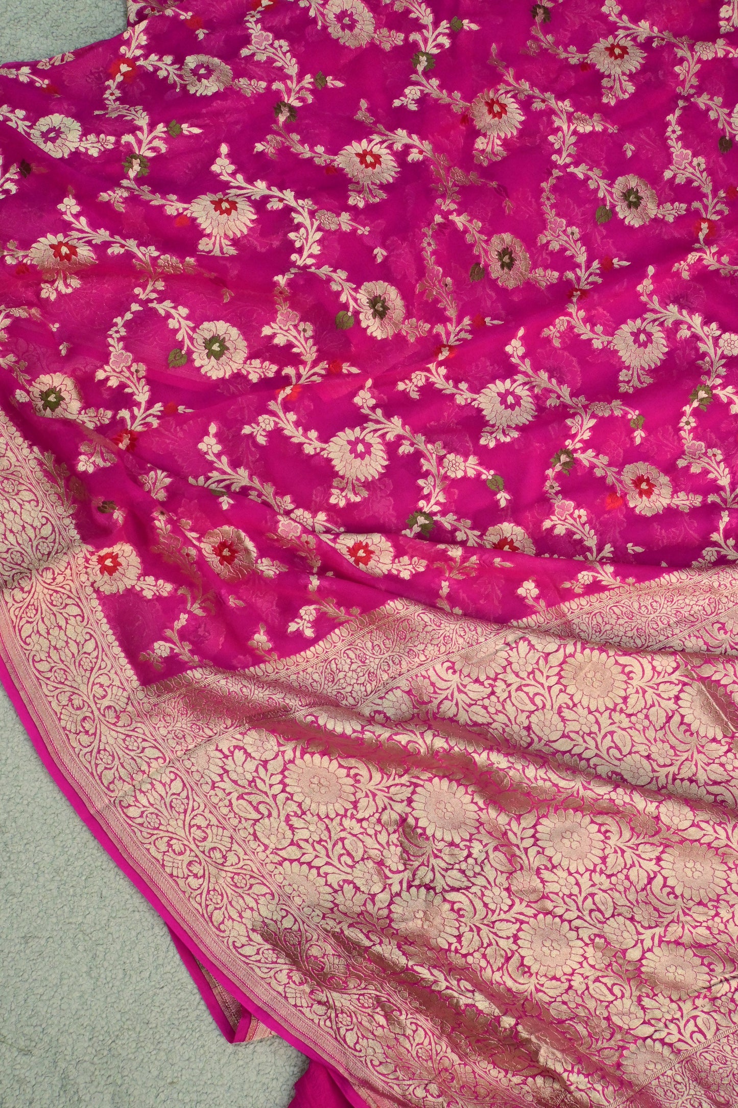 Khaddi Georgette Minakari saree