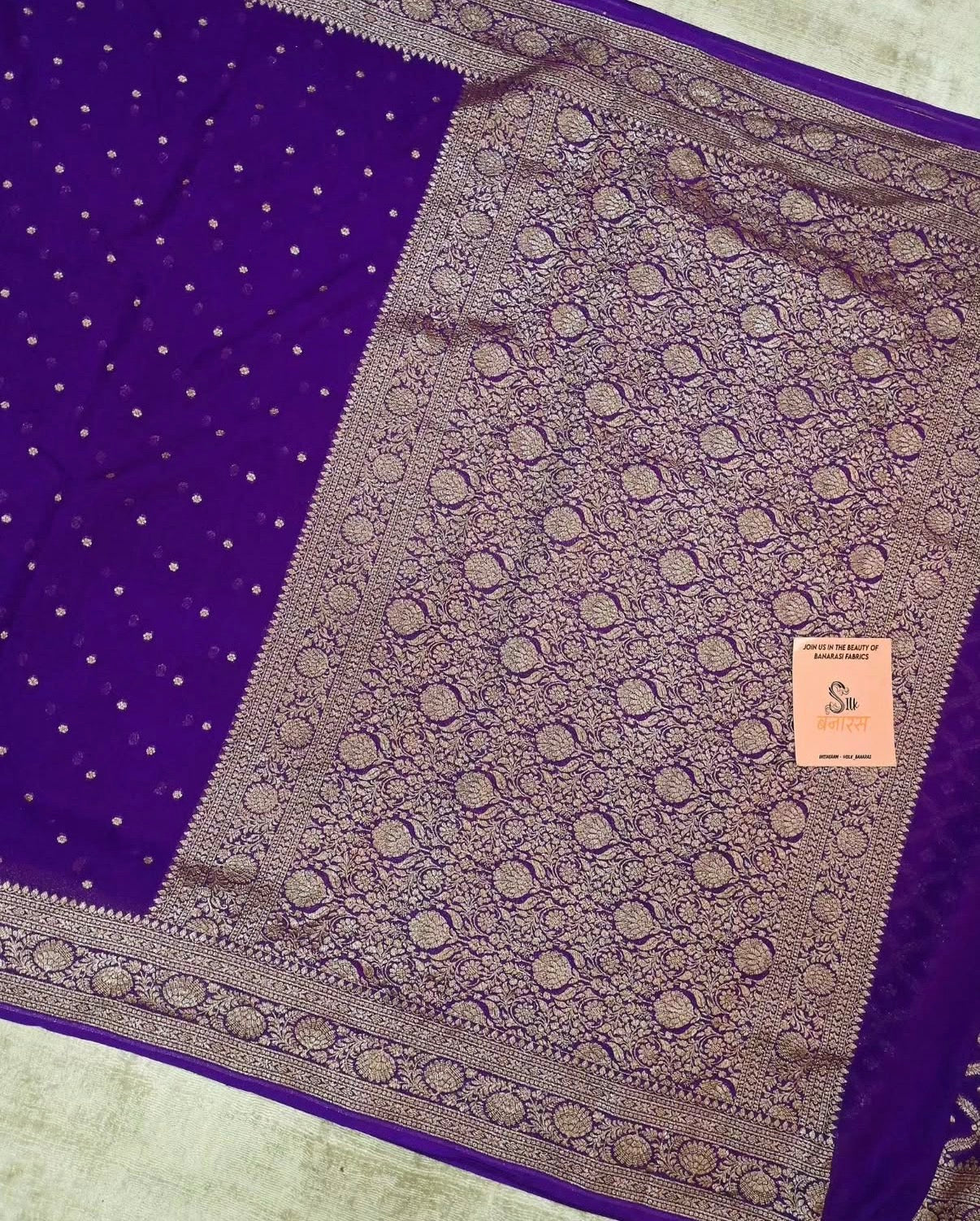 Handloom Pure Khaddi Georgette Banarasi Saree – Royal Purple