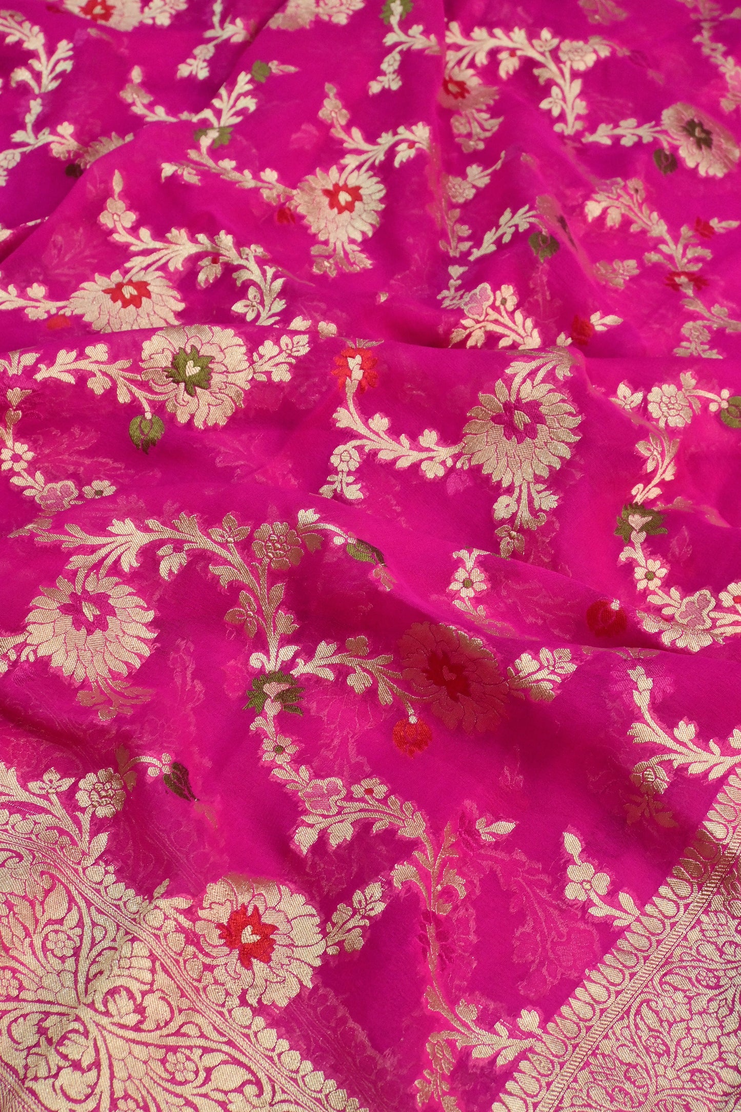 Khaddi Georgette Minakari saree