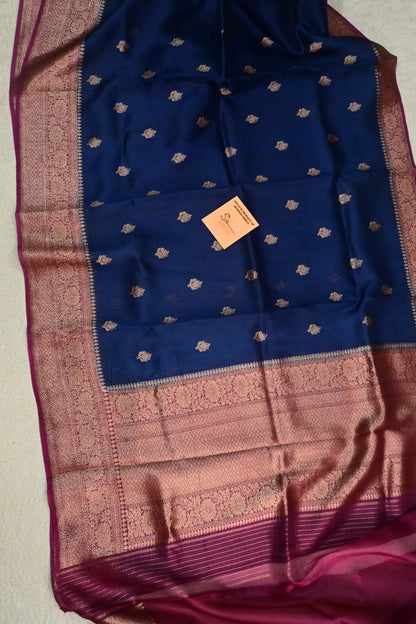 Classic dual shade handwoven pure Kora organza saree