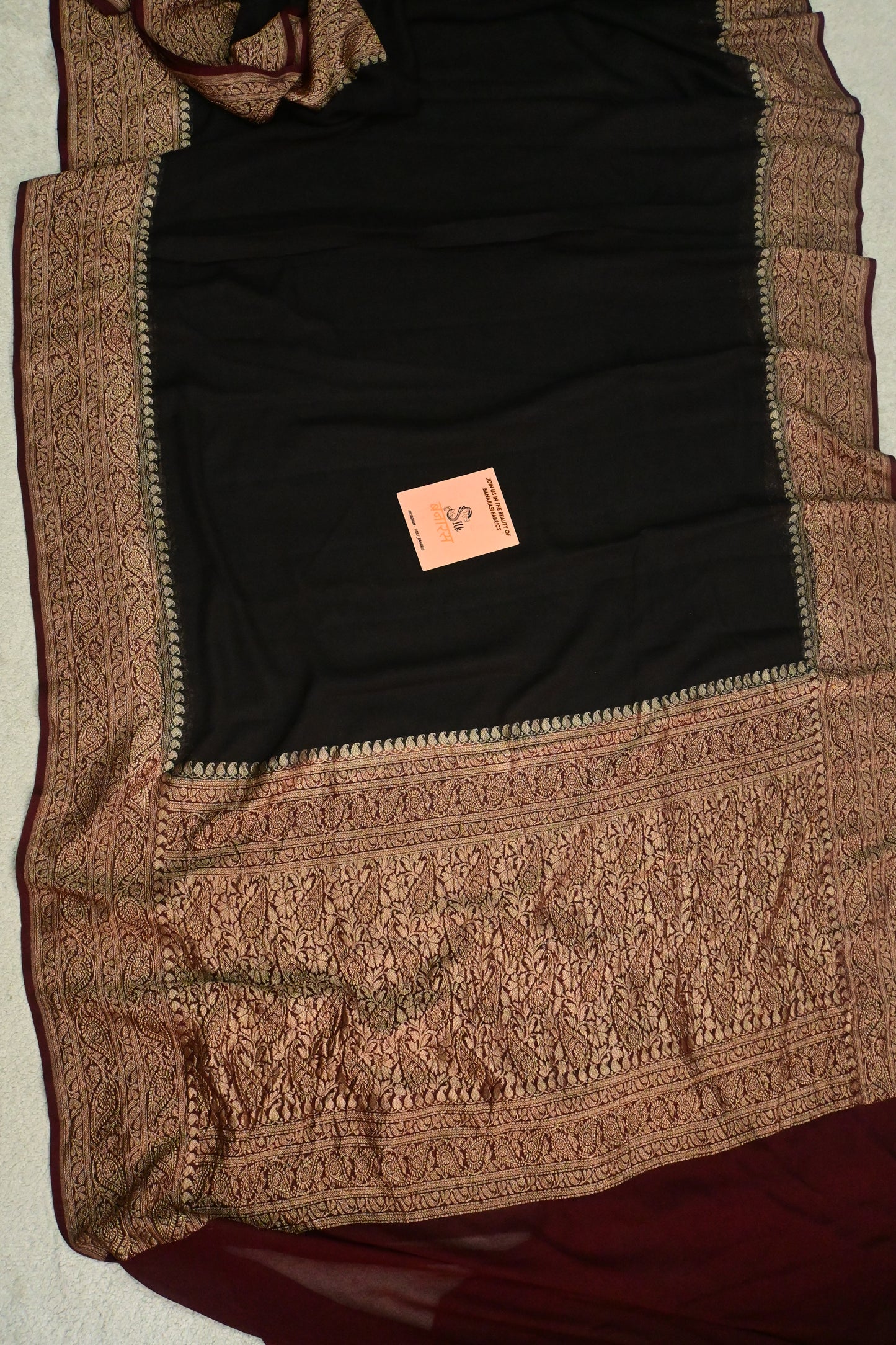 Handwoven pure Khaddi Georgette plain saree
