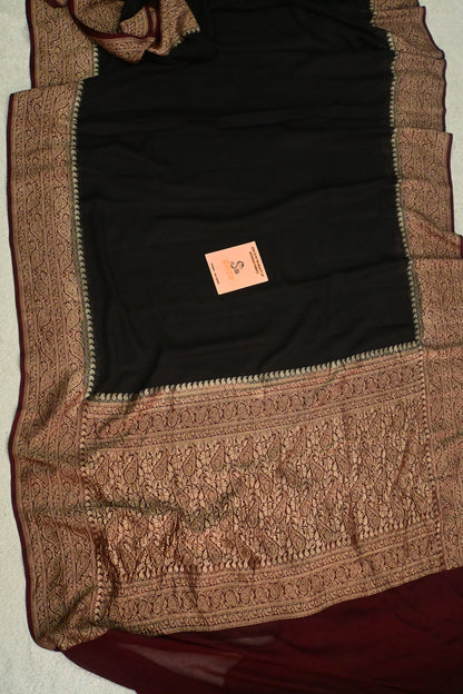 Handwoven pure Khaddi Georgette plain saree