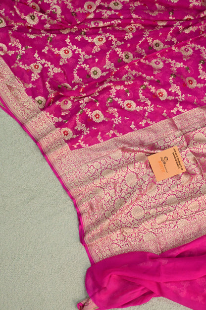 Khaddi Georgette Minakari saree