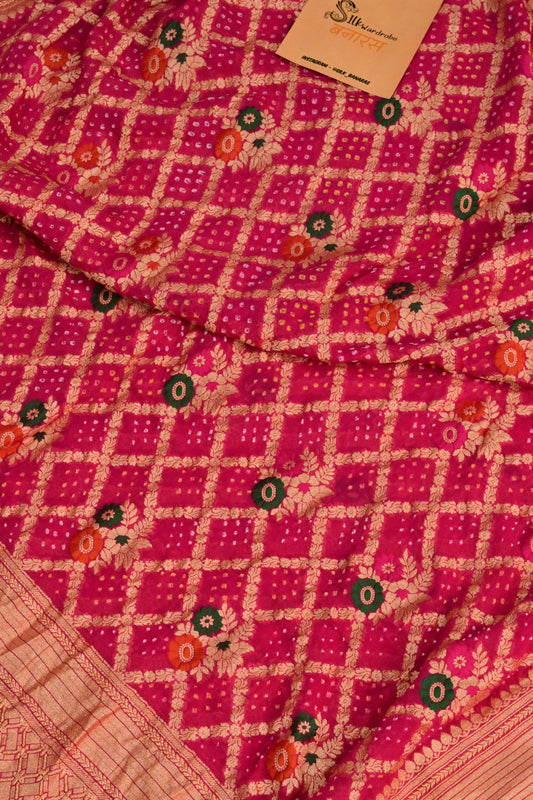 Handwoven Pure Khaddi Georgette Suit Set with Bandhani & Banarasi Minakari Dupatta