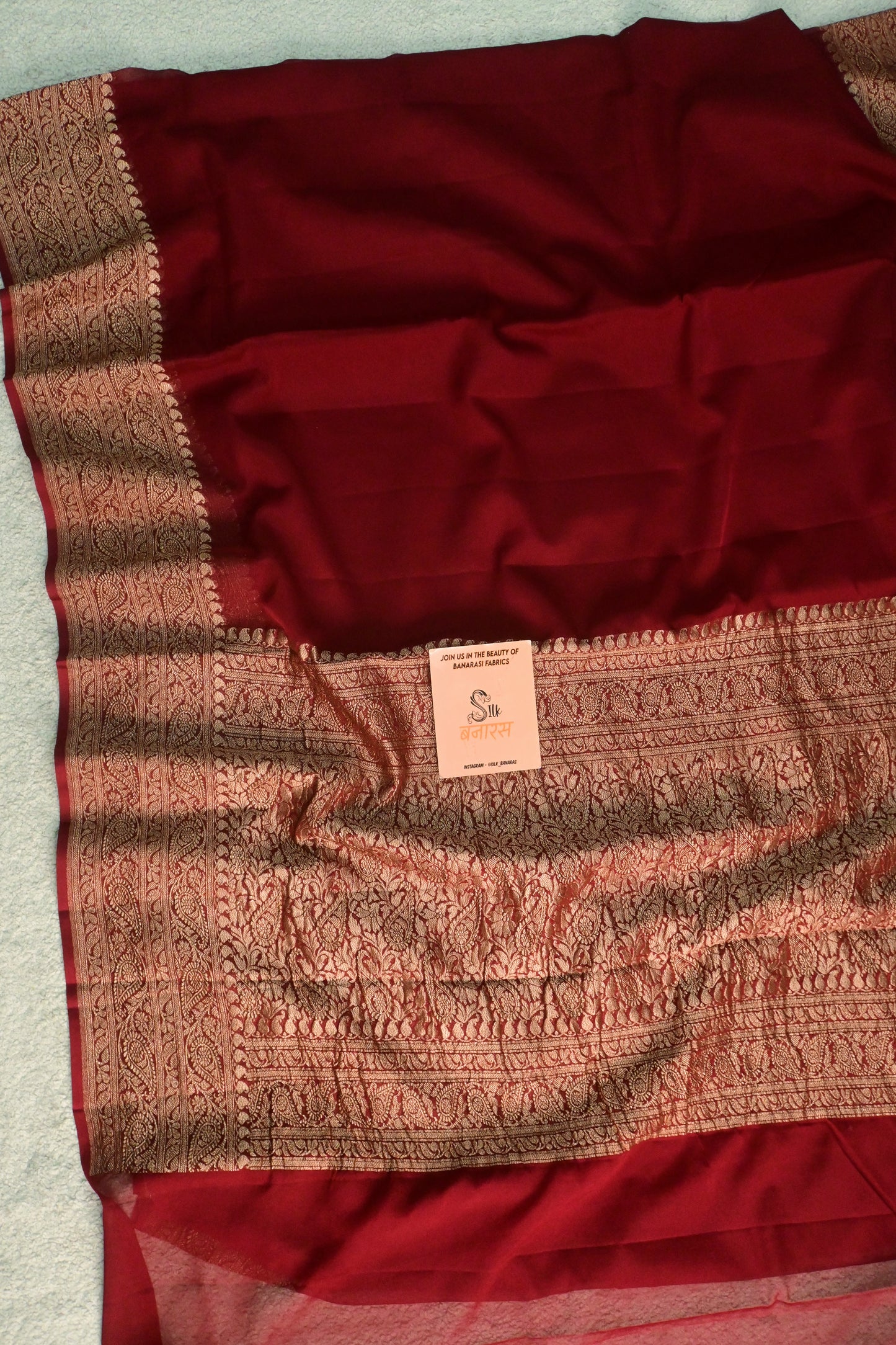 Handwoven pure Khaddi Georgette plain saree.