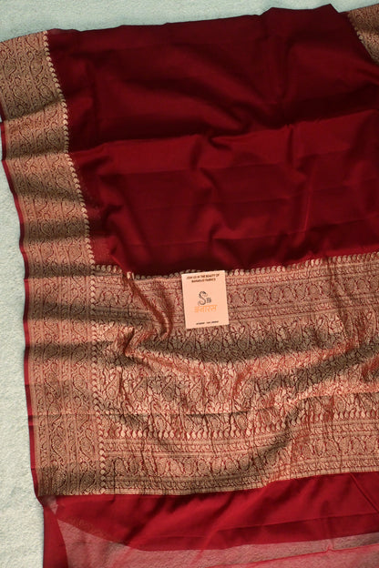 Handwoven pure Khaddi Georgette plain saree.