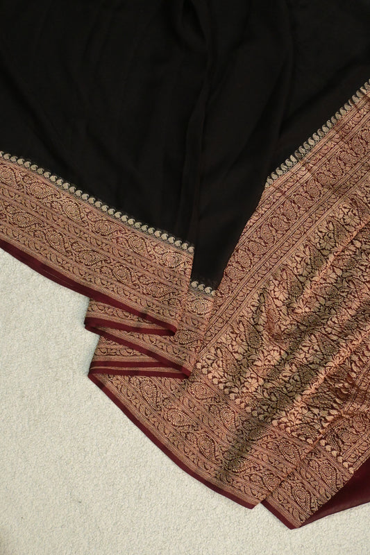 Handwoven pure Khaddi Georgette plain saree
