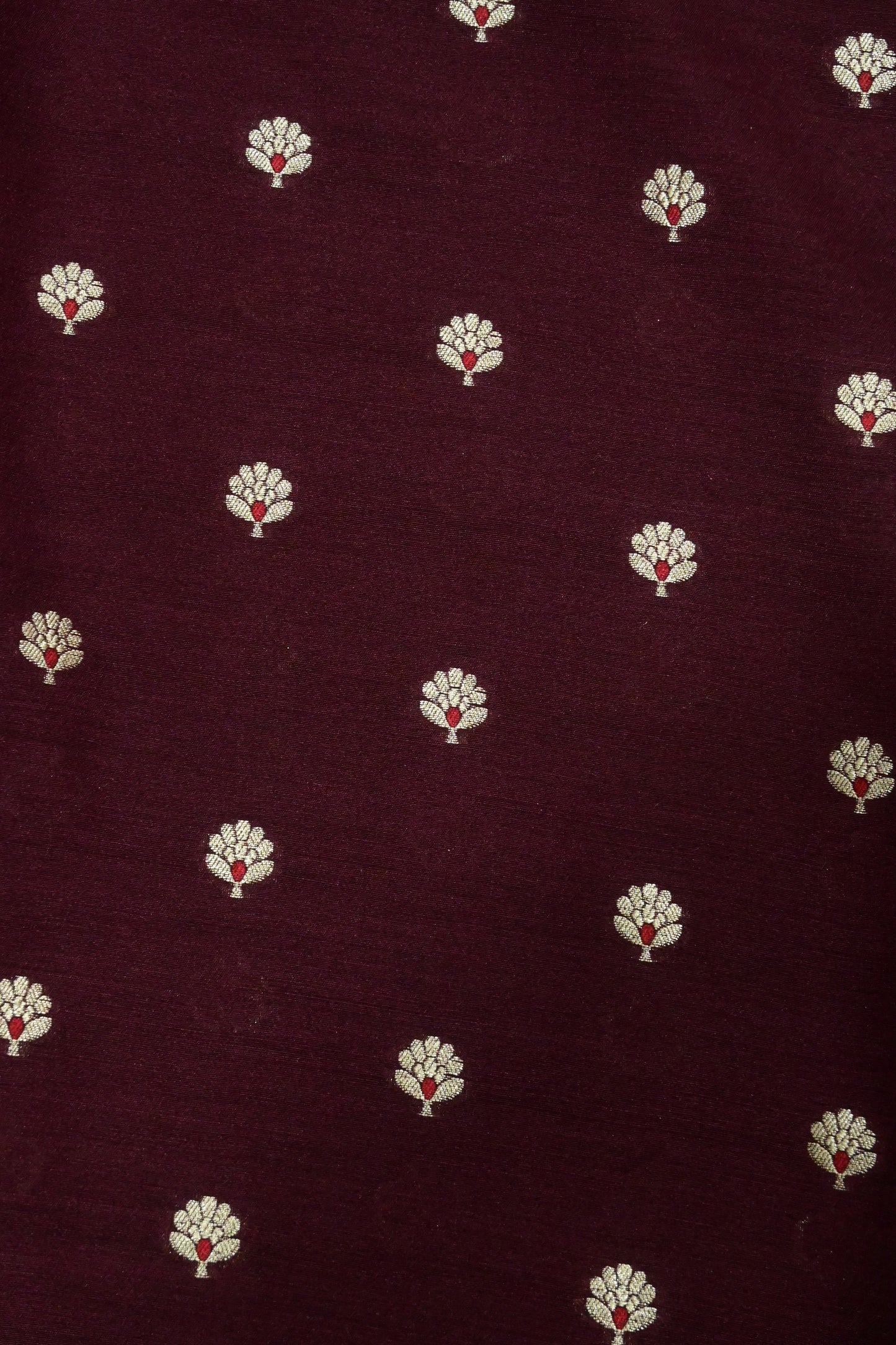 Handwoven Pure Khaddi Georgette Banarasi Unstitched Suit Set with Zari Weave – Deep Wine