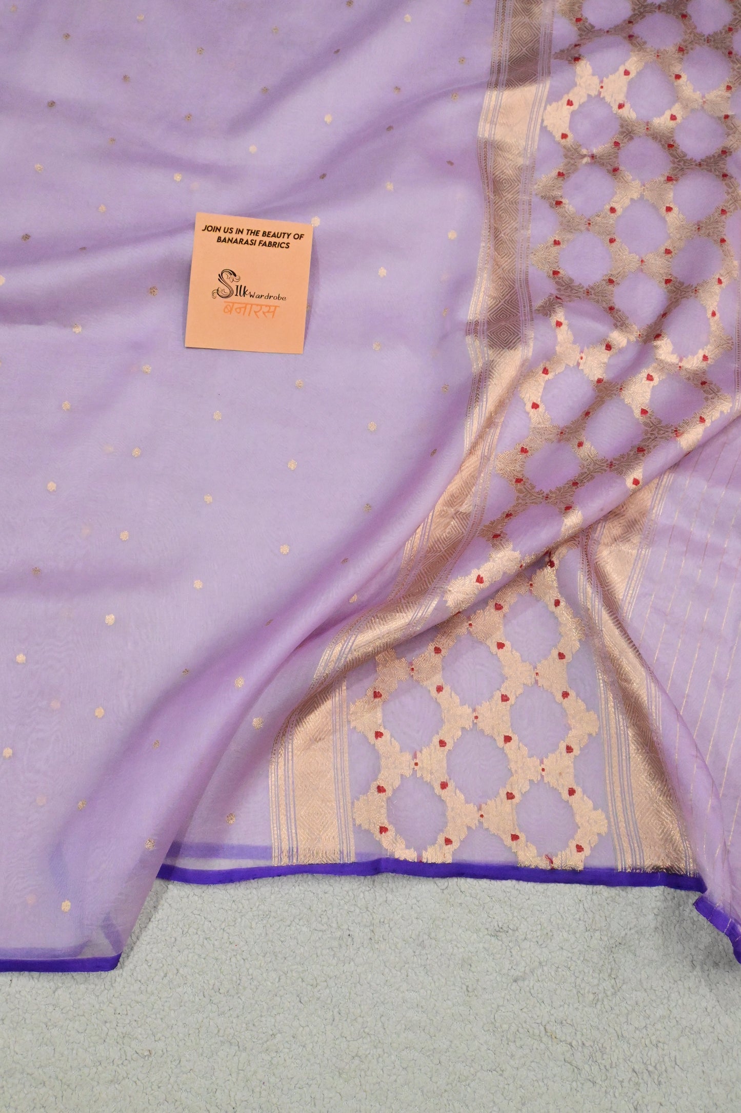 Classic lavender handwoven pure Kora organza