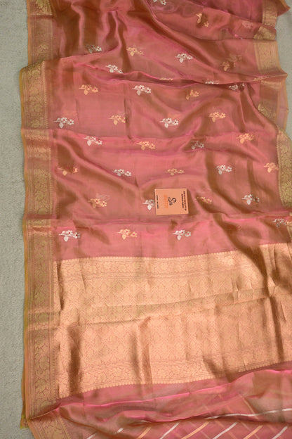 Shimmering handwoven tissue silk saree