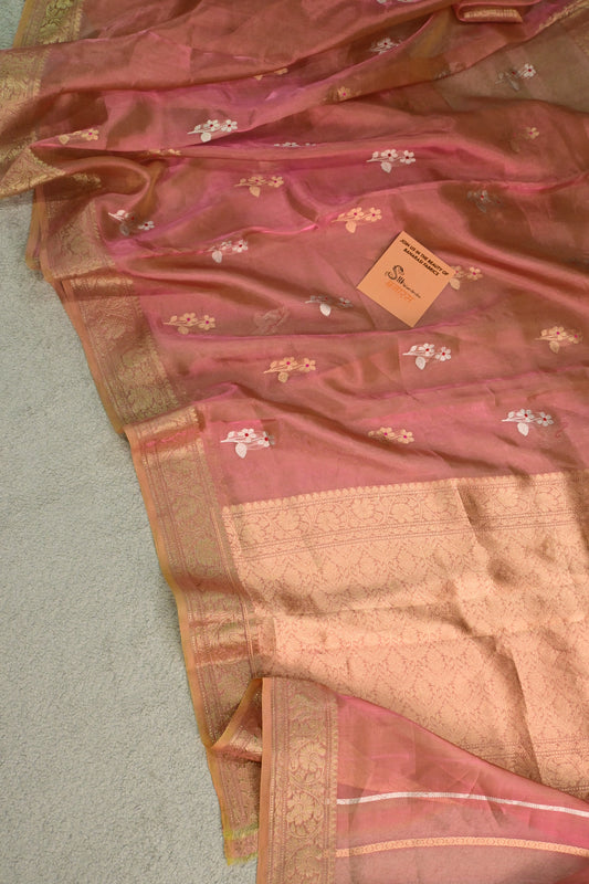 Shimmering handwoven tissue silk saree