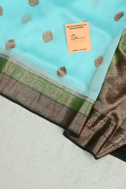 Pure Kora Silk Saree with Antique Copper Zari Weave & Contrast Border