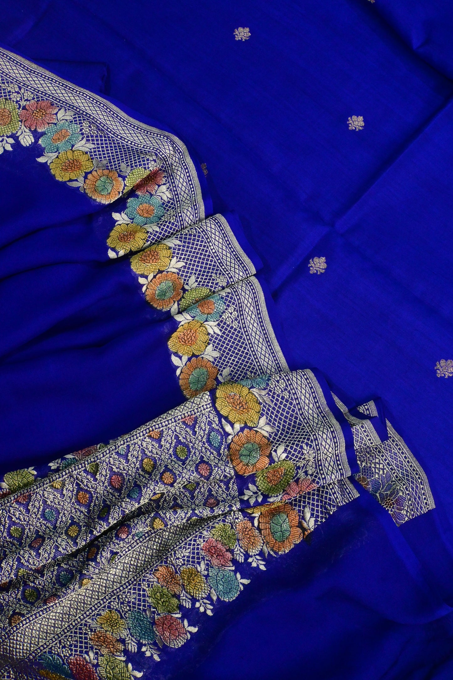 Royal Blue Banarasi Khaddi Georgette 3-Piece Suit Set