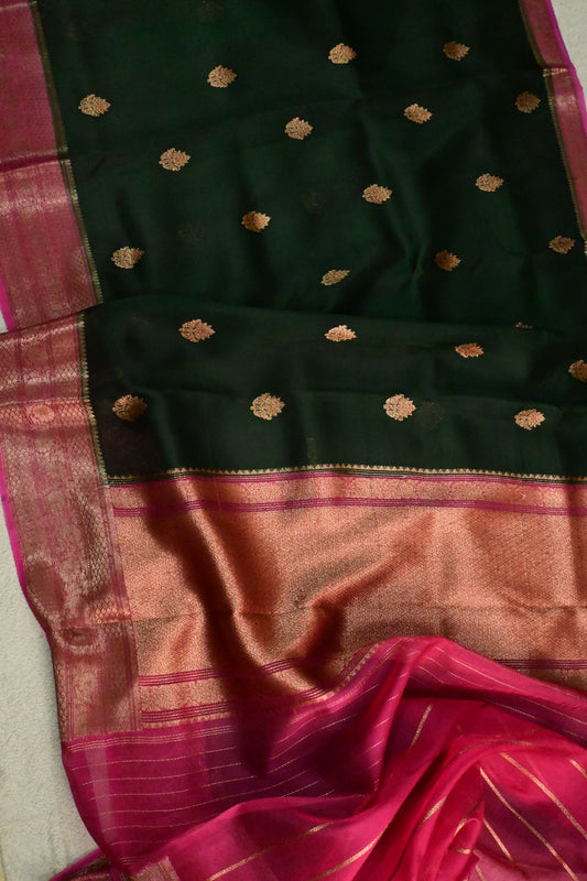 Handwoven pure Kora Organza silk saree