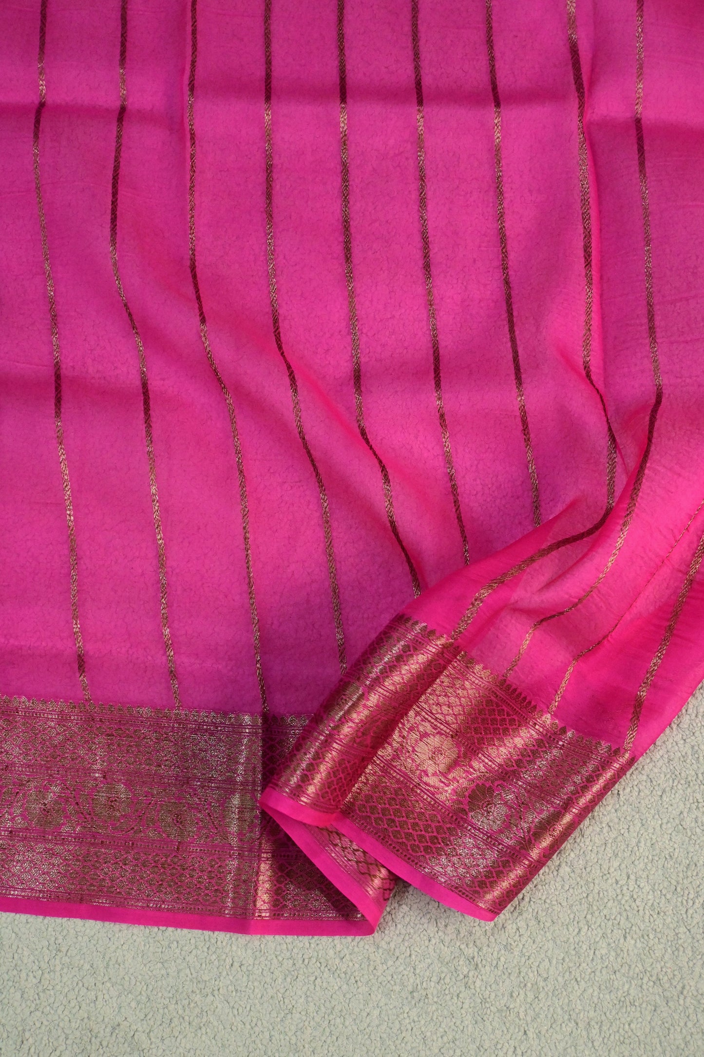 Handwoven triple shade pure Kora organza silk saree