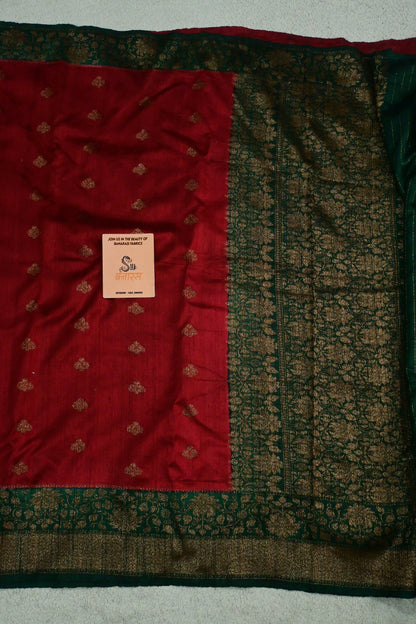 Handwoven classic Rich Raw silk contrast shade saree