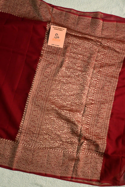 Handwoven pure Khaddi Georgette plain saree.