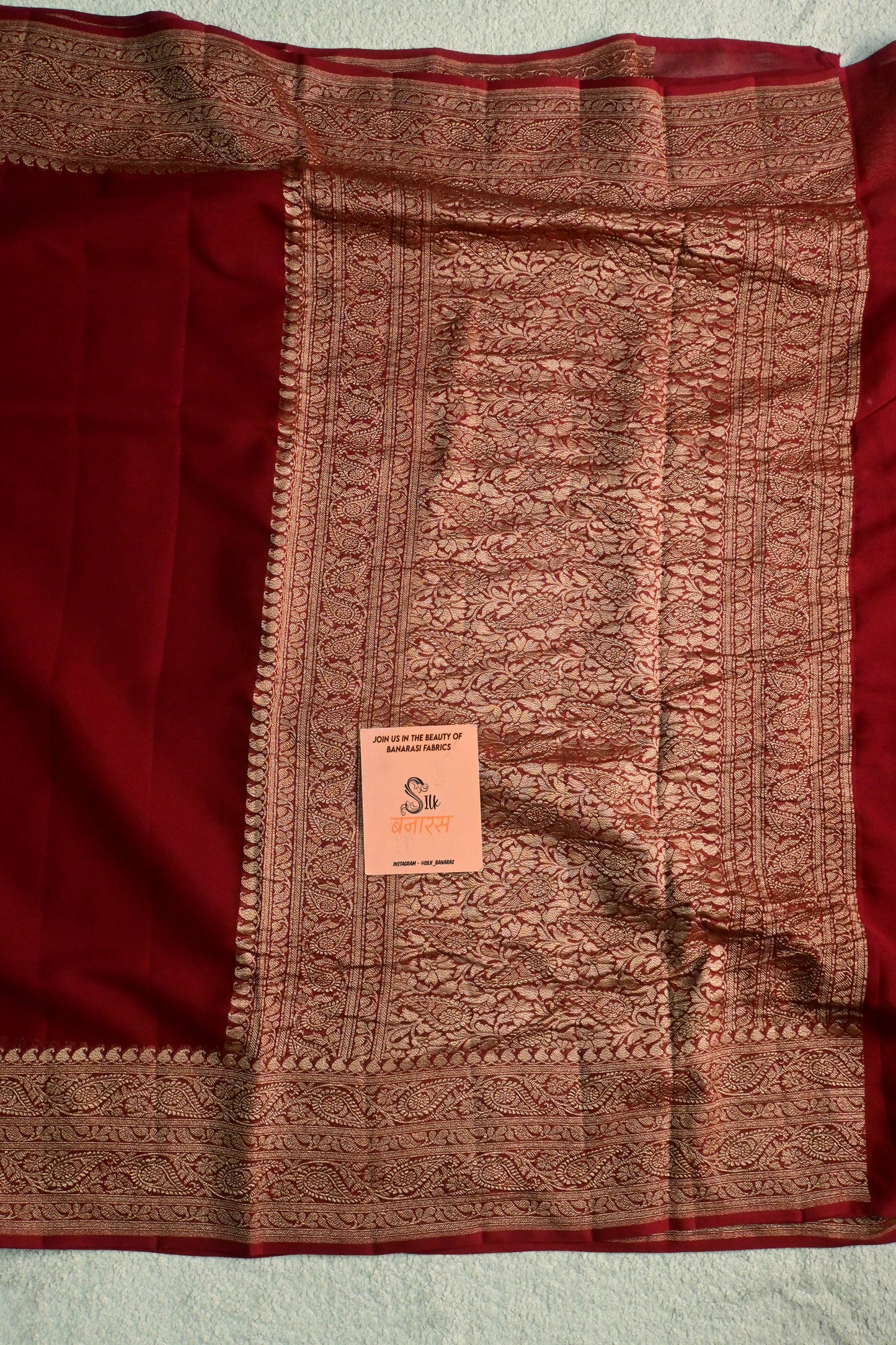 Handwoven pure Khaddi Georgette plain saree.