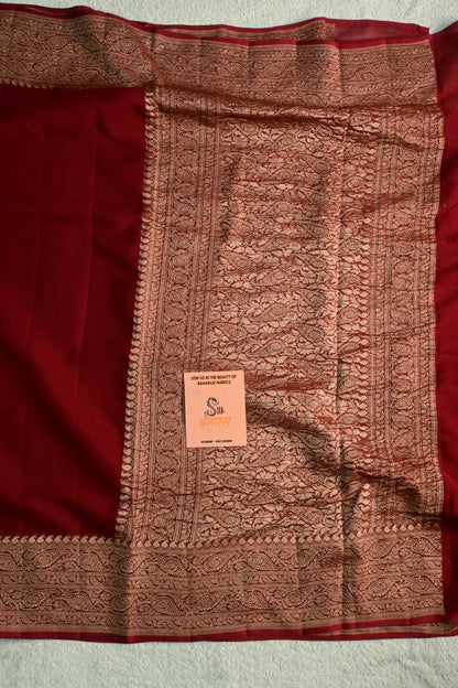Handwoven pure Khaddi Georgette plain saree.