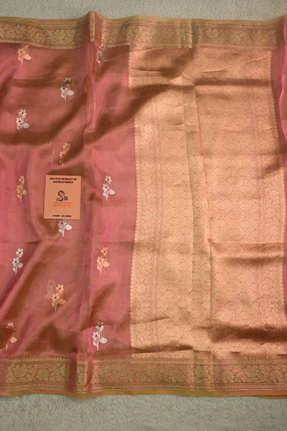 Shimmering handwoven tissue silk saree