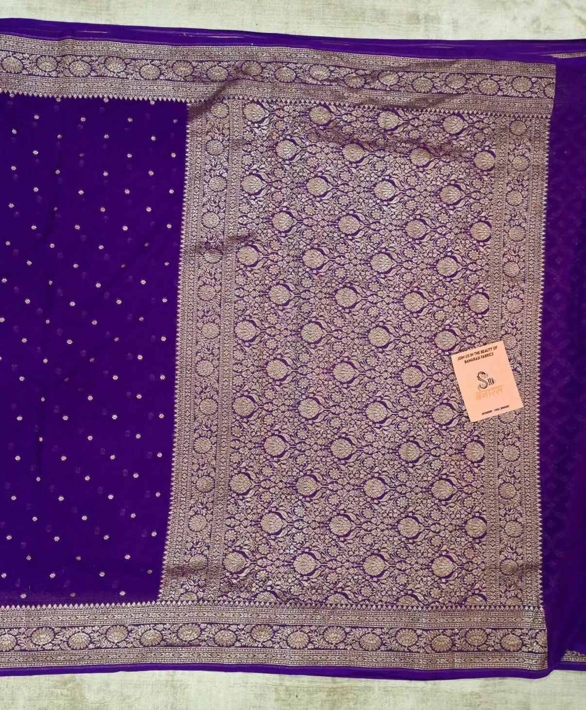 Handloom Pure Khaddi Georgette Banarasi Saree – Royal Purple