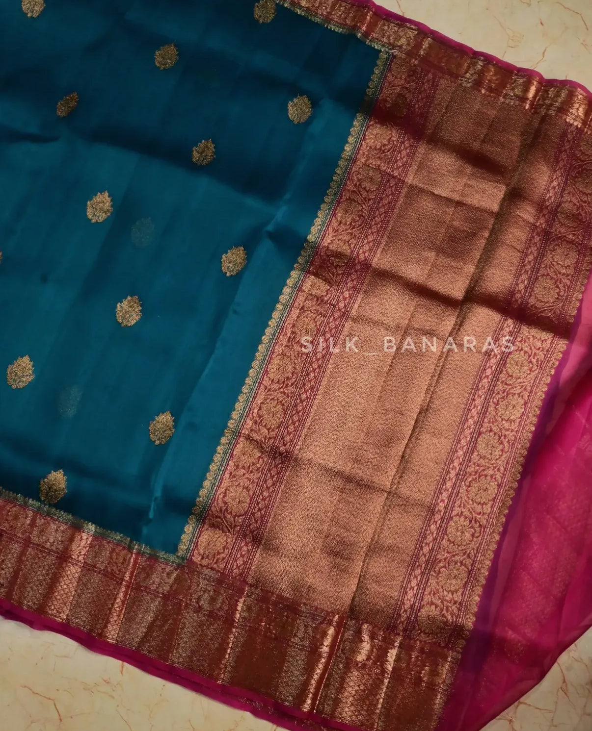 Handwoven Pure Kora Organza Silk Saree with Antique Zari Weaving