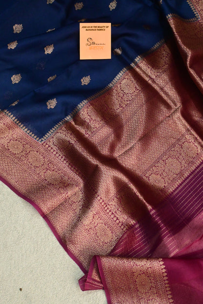 Classic dual shade handwoven pure Kora organza saree