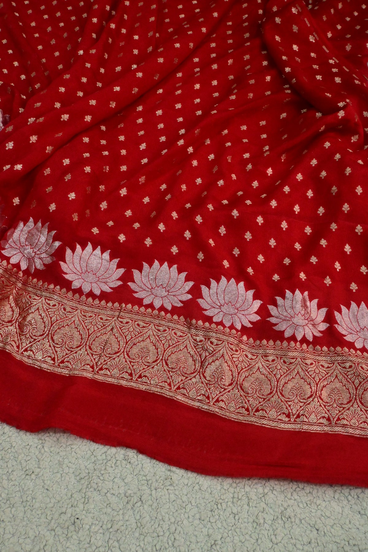 Pure Khaddi Georgette Banarasi Suit Set with Sona Rupa Weaving