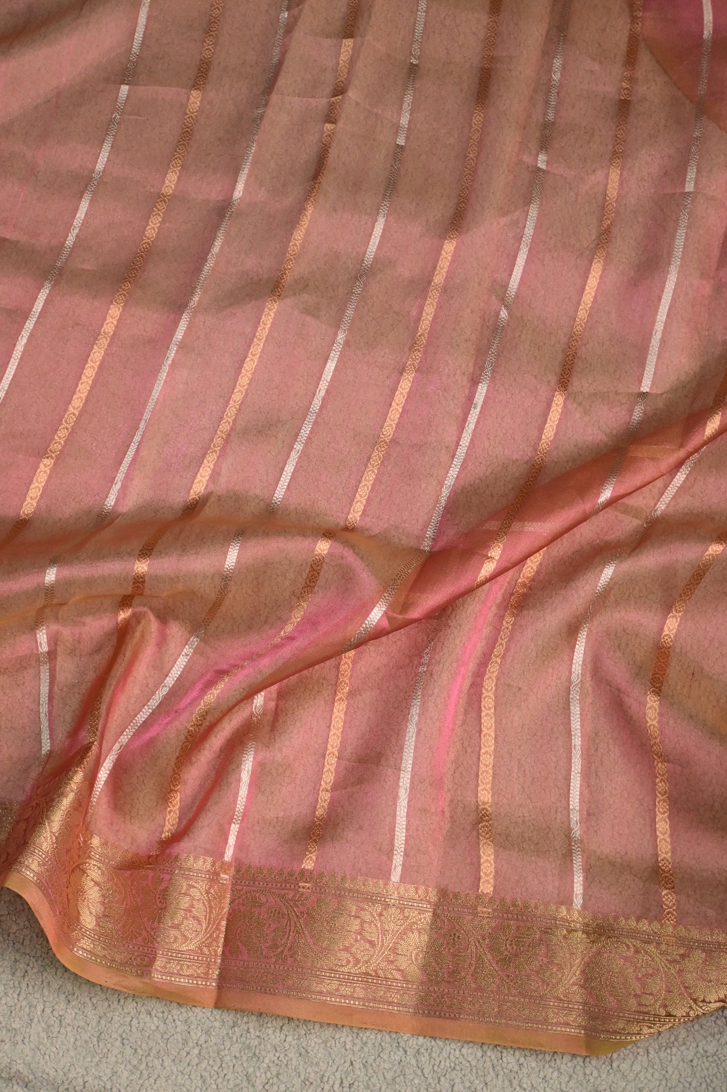 Shimmering handwoven tissue silk saree