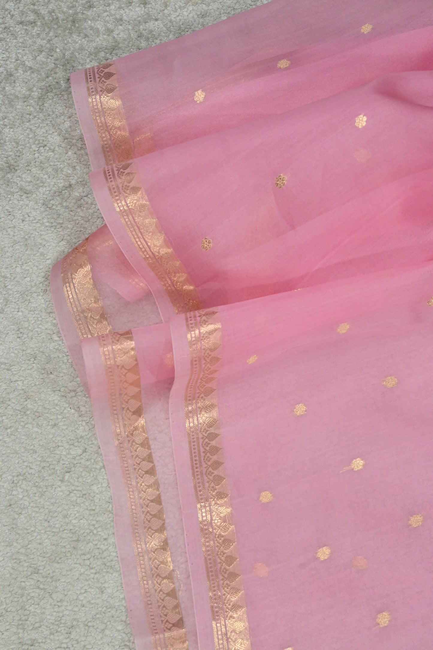 Dual-Tone Pastel Pink & Teal Kora Organza Silk Handloom Saree