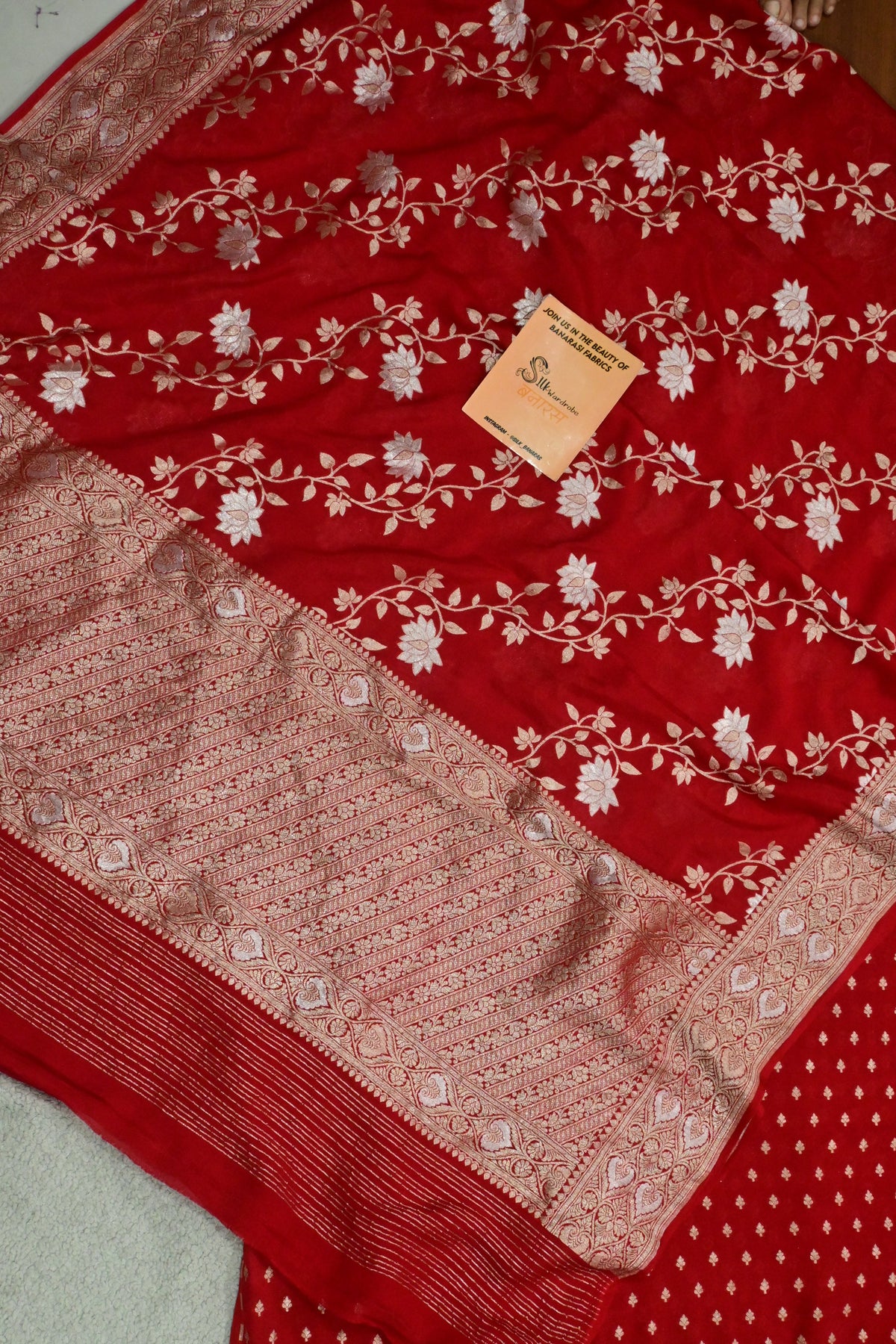 Pure Khaddi Georgette Banarasi Suit Set with Sona Rupa Weaving