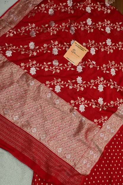 Pure Khaddi Georgette Banarasi Suit Set with Sona Rupa Weaving