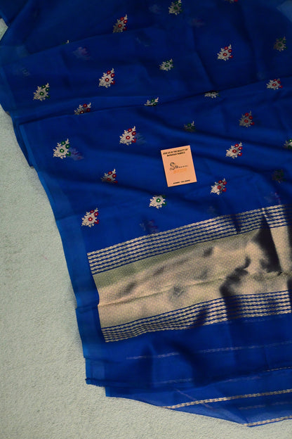 Handwoven pure Minakari Kora organza saree