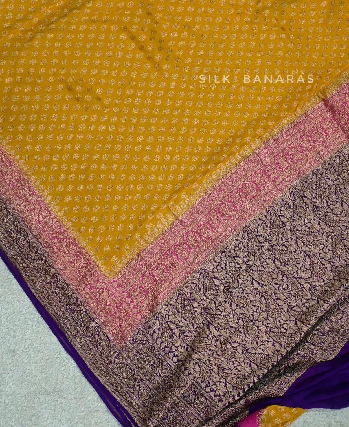 Handwoven Triple Shade Khaddi Georgette Saree