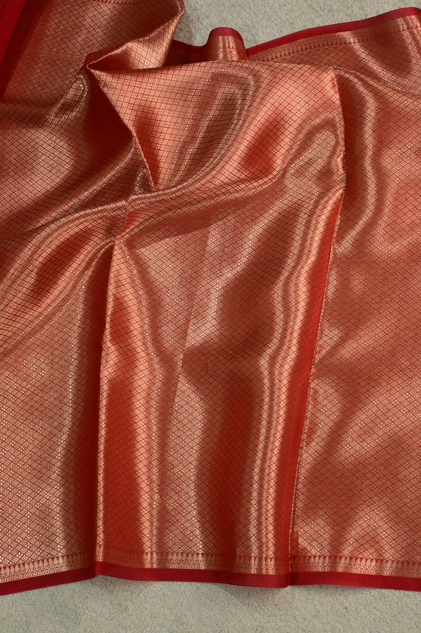 Ravishing red pure Kora organza saree