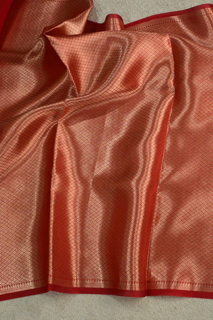 Ravishing red pure Kora organza saree