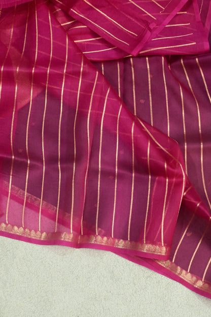 Handwoven pure minimal design Kora organza saree
