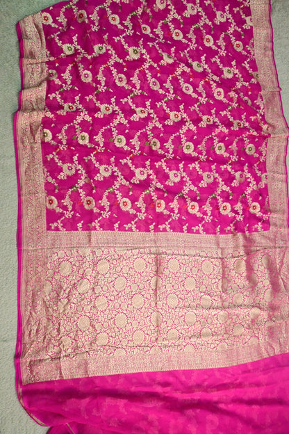 Khaddi Georgette Minakari saree