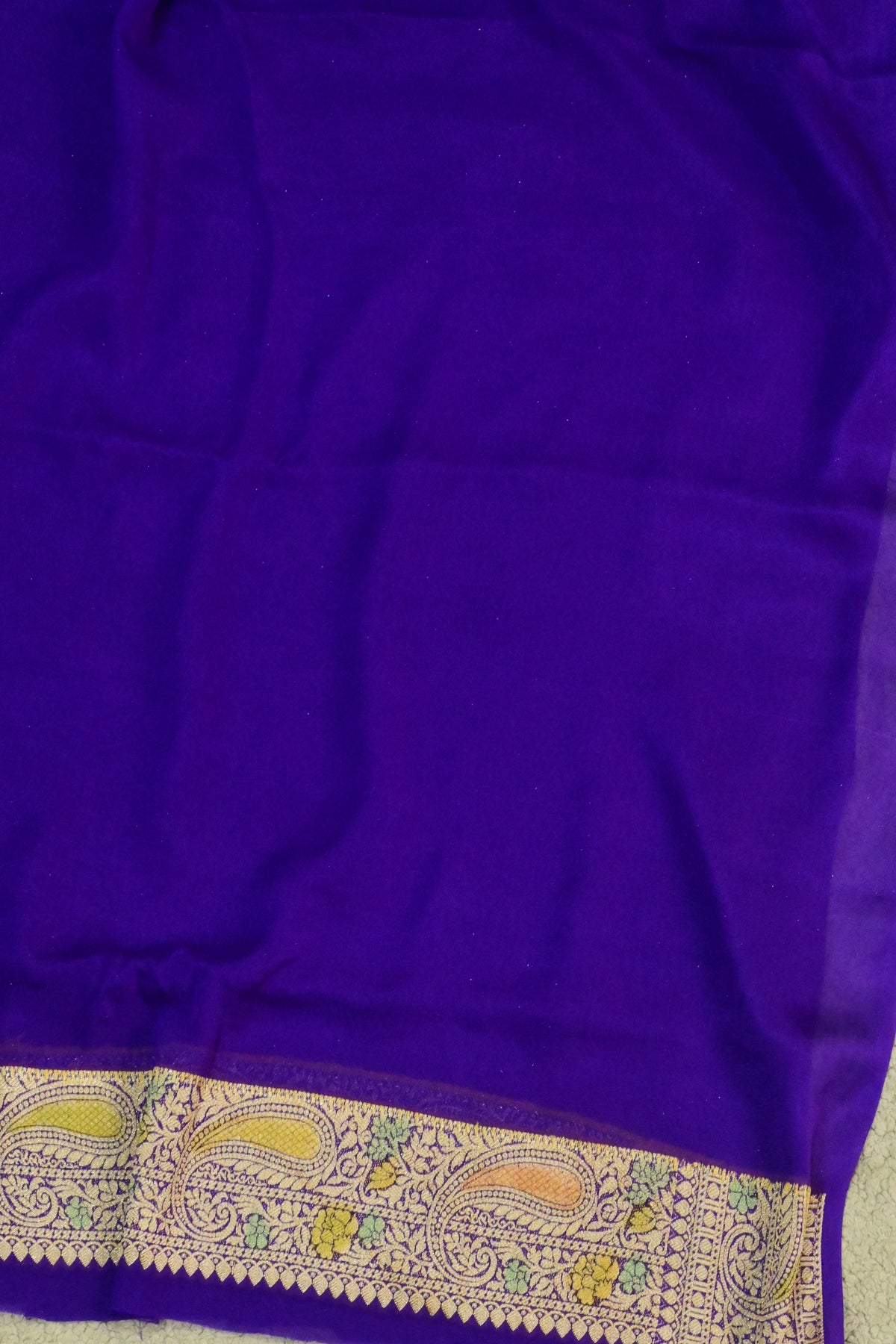 Purple Chiffon Banarasi Saree with Intricate Zari Jaal & Floral Motifs