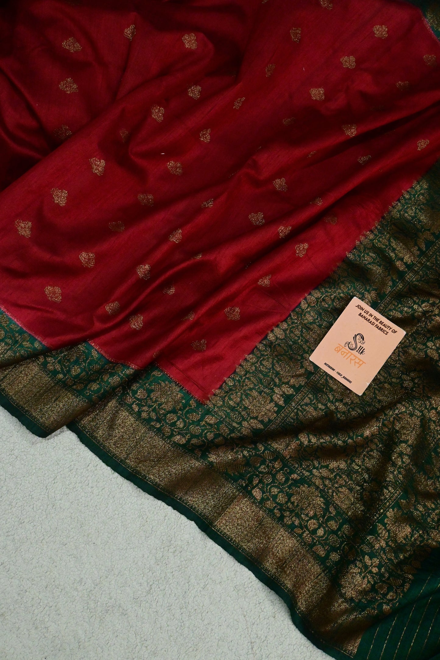 Handwoven classic Rich Raw silk contrast shade saree