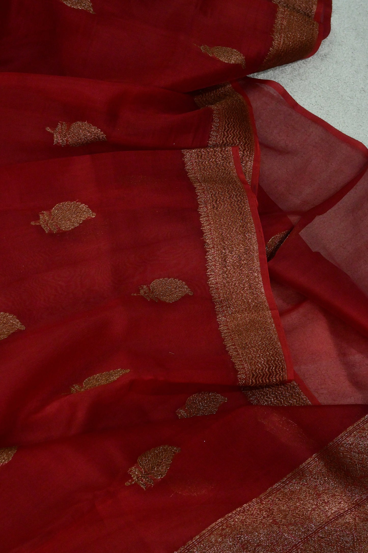 Handwoven pure Kora organza silk saree