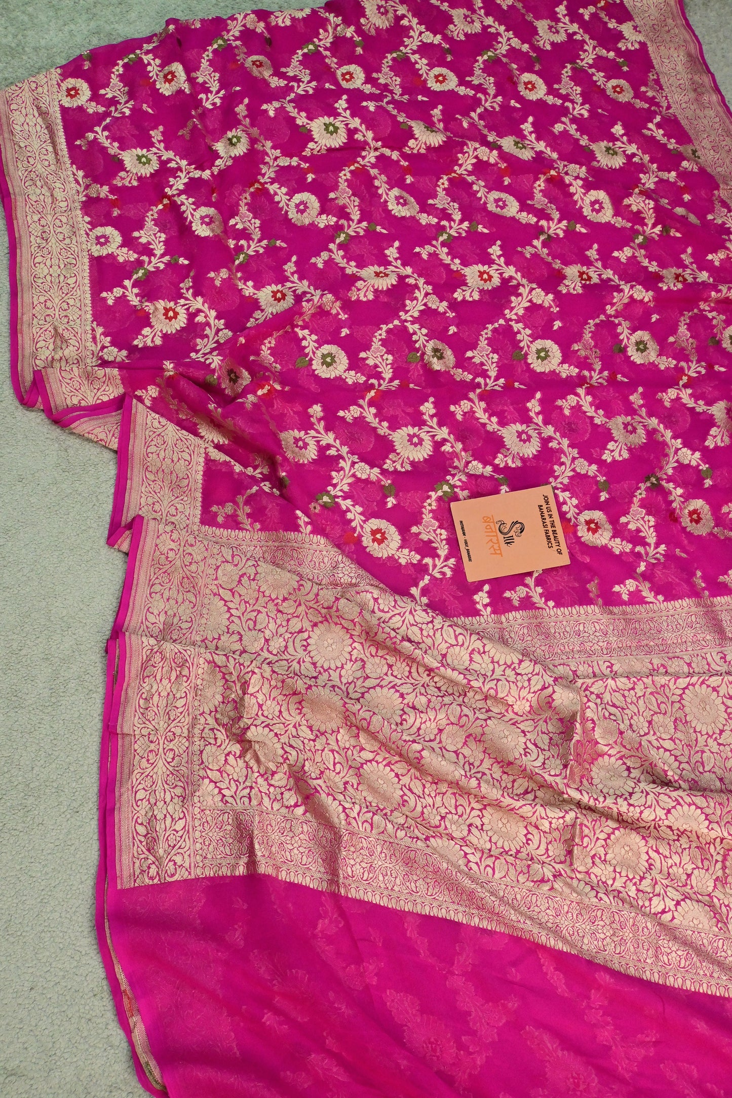 Khaddi Georgette Minakari saree