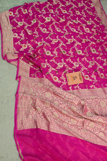 Khaddi Georgette Minakari saree
